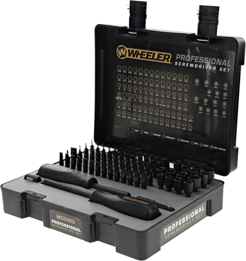 Wheeler Engineering 100-Piece Professional Screwdriver Set with Steel Construction, Metric and Standard Sizes, Storage Case, for Gunsmithing and Maintenance - Image 1